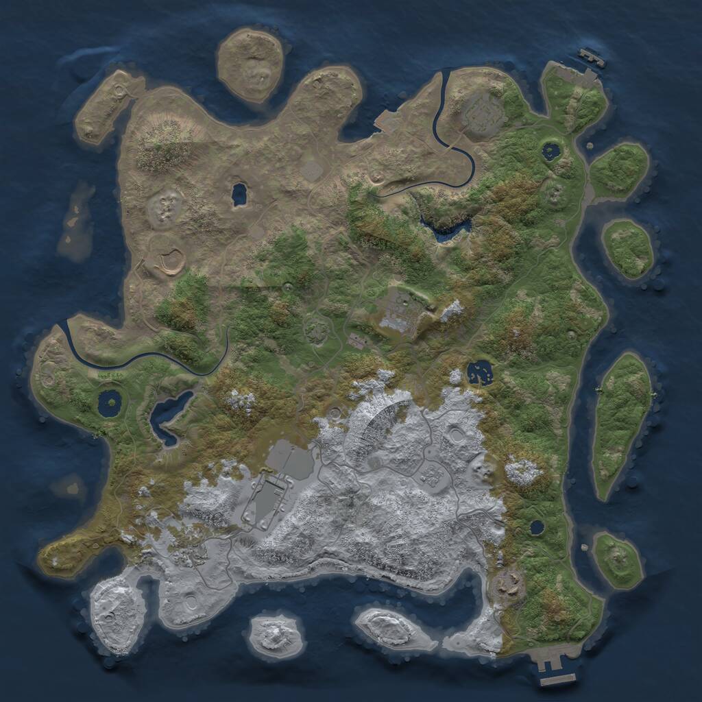 Rust Map: Procedural Map, Size: 4000, Seed: 240403, 13 Monuments