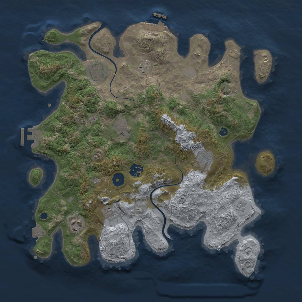 Rust Map: Procedural Map, Size: 3500, Seed: 986062342, 13 Monuments