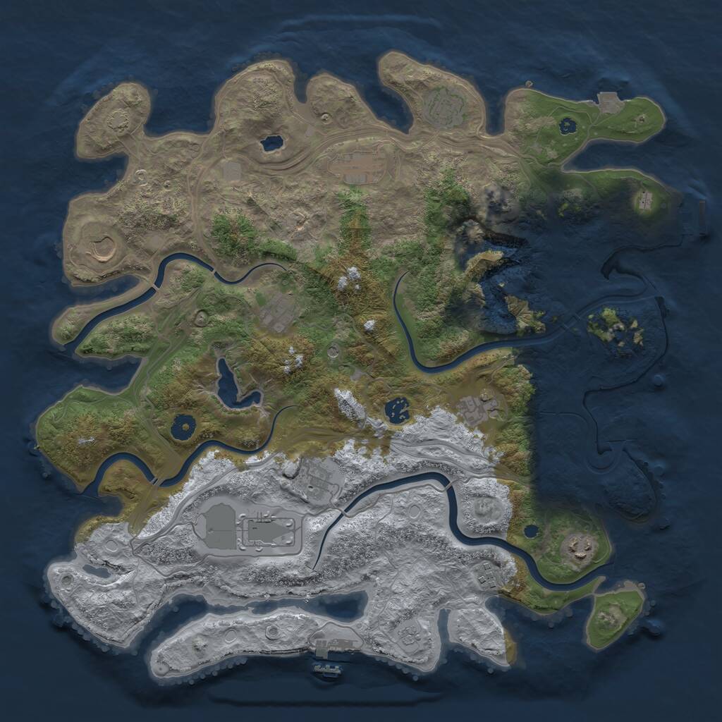 Rust Map: Procedural Map, Size: 4250, Seed: 166750776, 16 Monuments