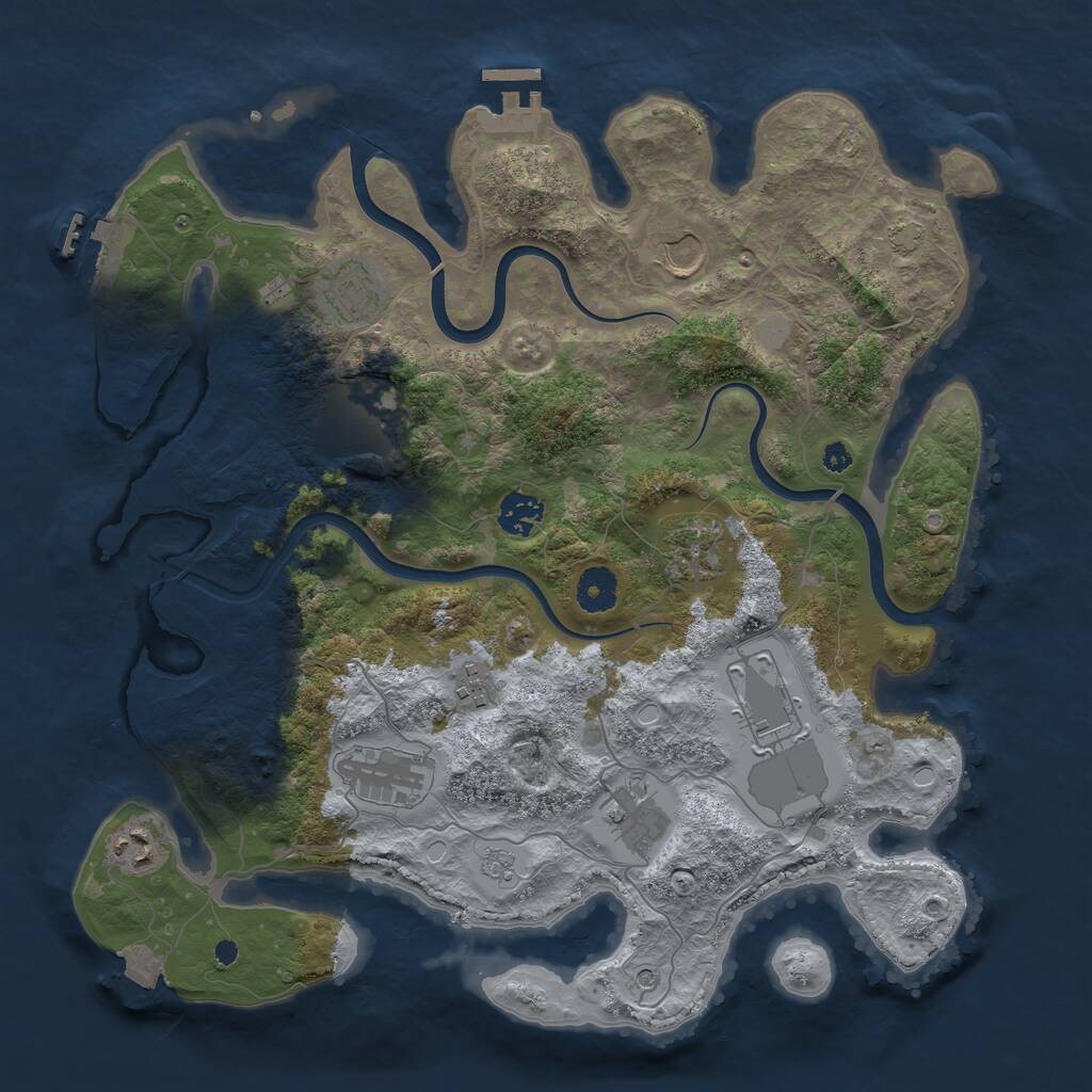 Rust Map: Procedural Map, Size: 3750, Seed: 107, 16 Monuments