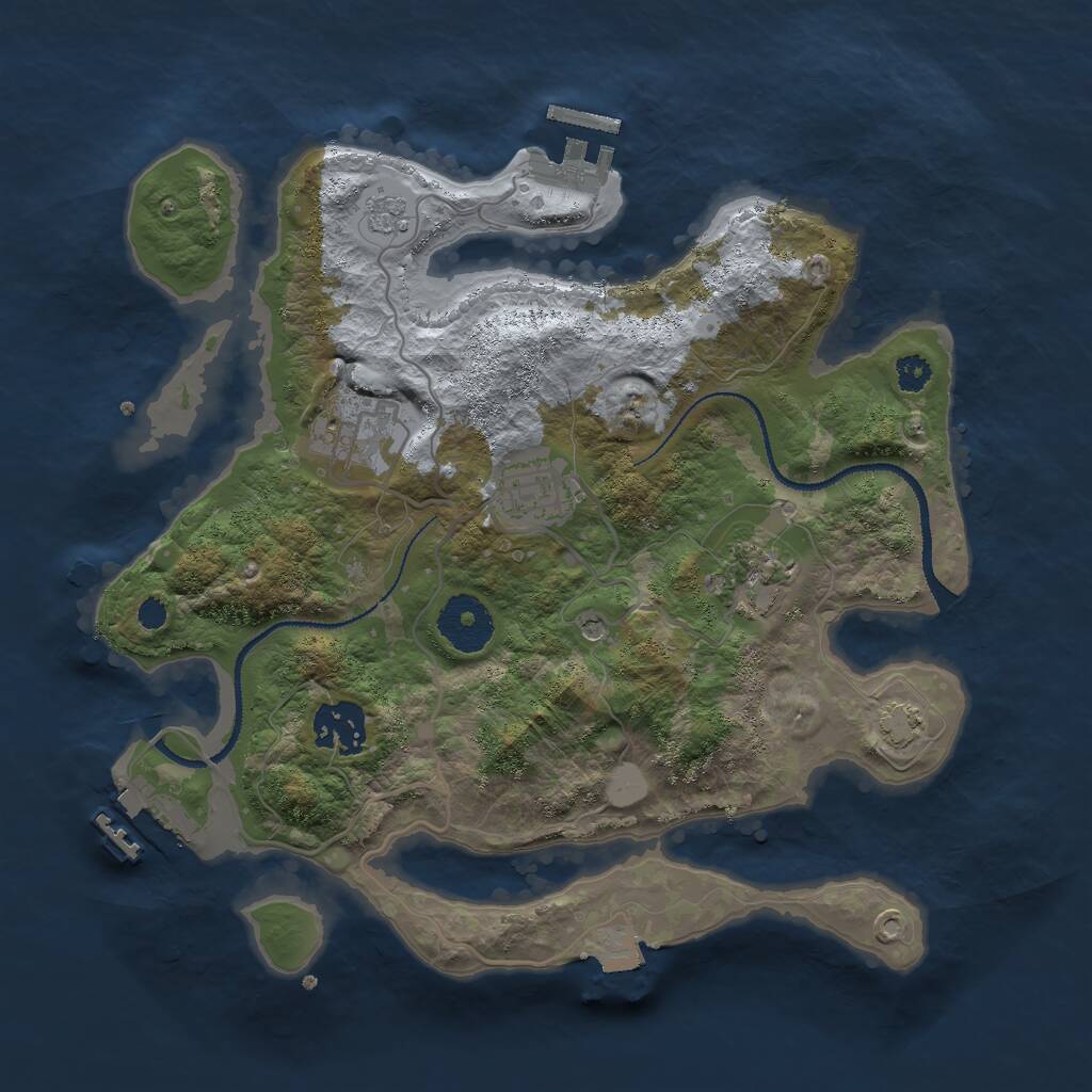 Rust Map: Procedural Map, Size: 3000, Seed: 2790634, 10 Monuments