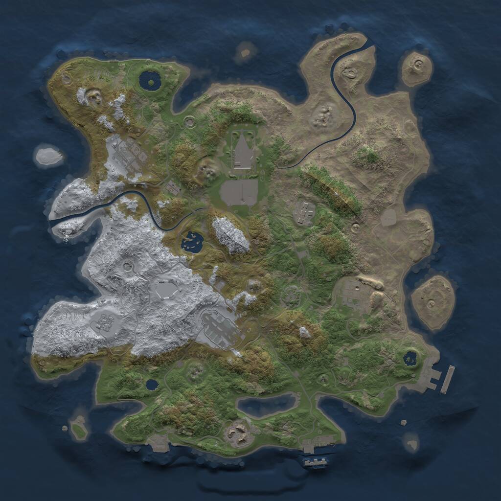 Rust Map: Procedural Map, Size: 3500, Seed: 584940302, 13 Monuments