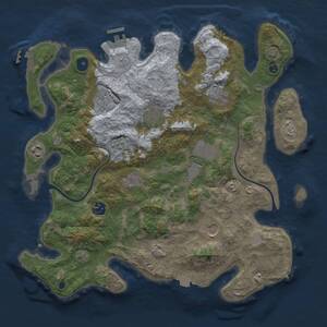 Thumbnail Rust Map: Procedural Map, Size: 3750, Seed: 2072163835, 14 Monuments