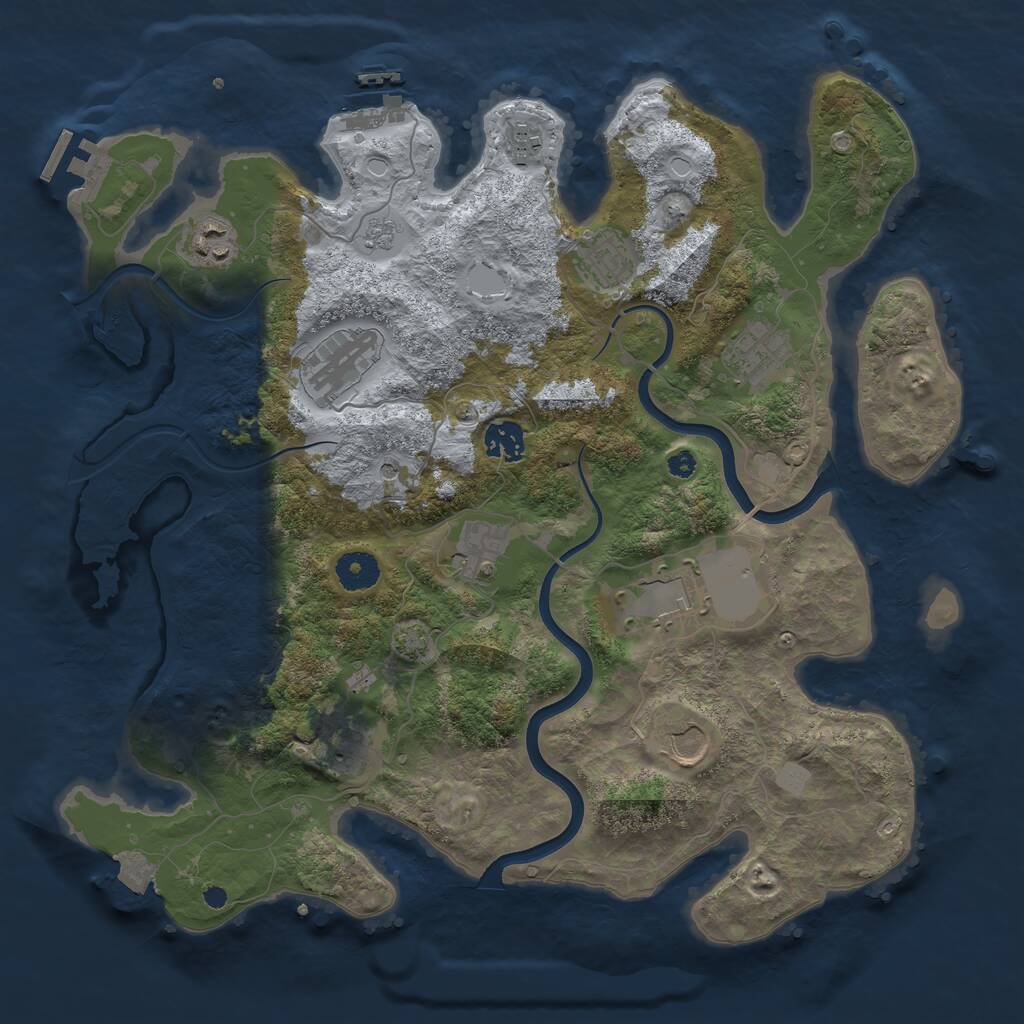 Rust Map: Procedural Map, Size: 3750, Seed: 2072163835, 16 Monuments