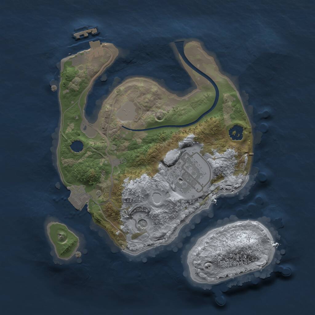 Rust Map: Procedural Map, Size: 2068, Seed: 2103127202, 4 Monuments