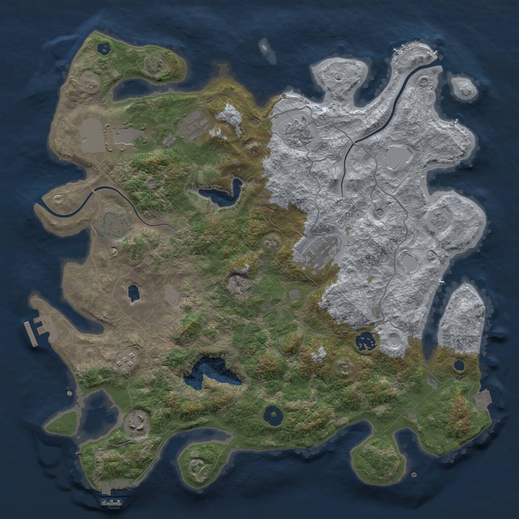 Rust Map: Procedural Map, Size: 4000, Seed: 1256577, 14 Monuments