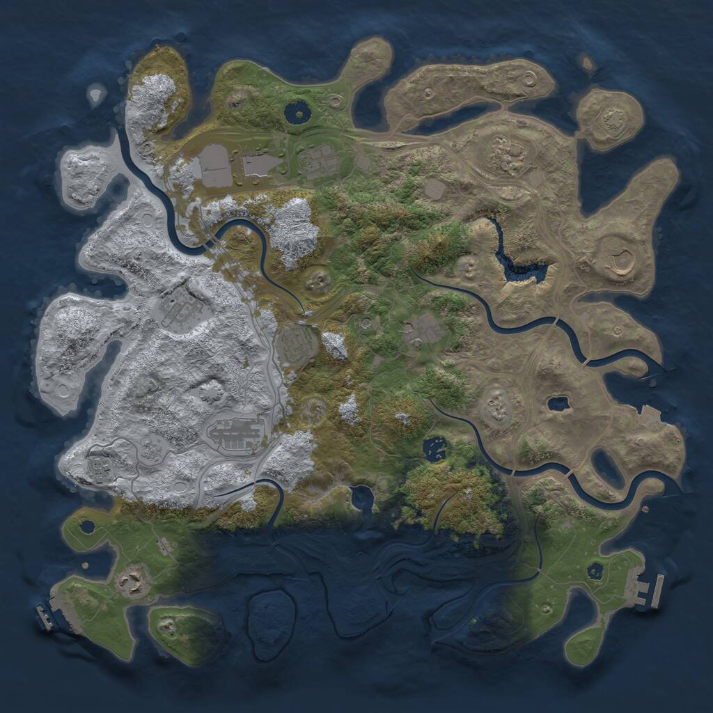 Rust Map: Procedural Map, Size: 4250, Seed: 1224072198, 17 Monuments