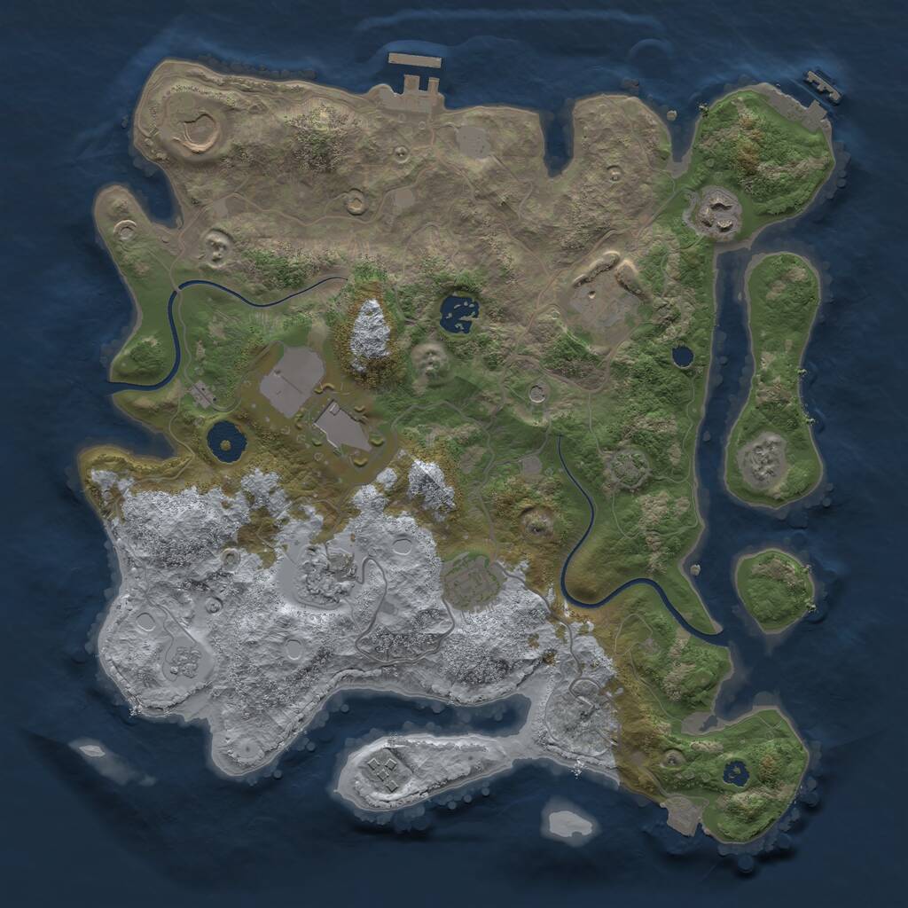 Rust Map: Procedural Map, Size: 3500, Seed: 61656419, 14 Monuments