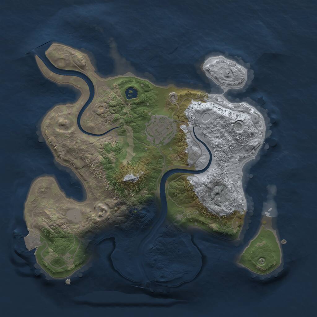 Rust Map: Procedural Map, Size: 2500, Seed: 2040858079, 2 Monuments