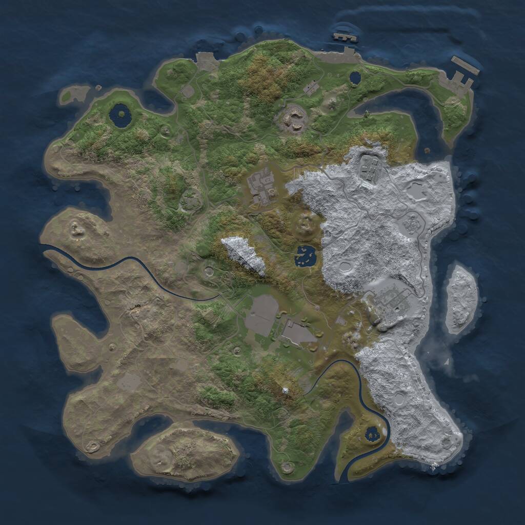Rust Map: Procedural Map, Size: 3500, Seed: 1073547784, 12 Monuments