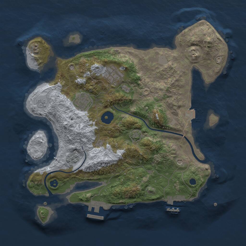 Rust Map: Procedural Map, Size: 3000, Seed: 434573368, 9 Monuments