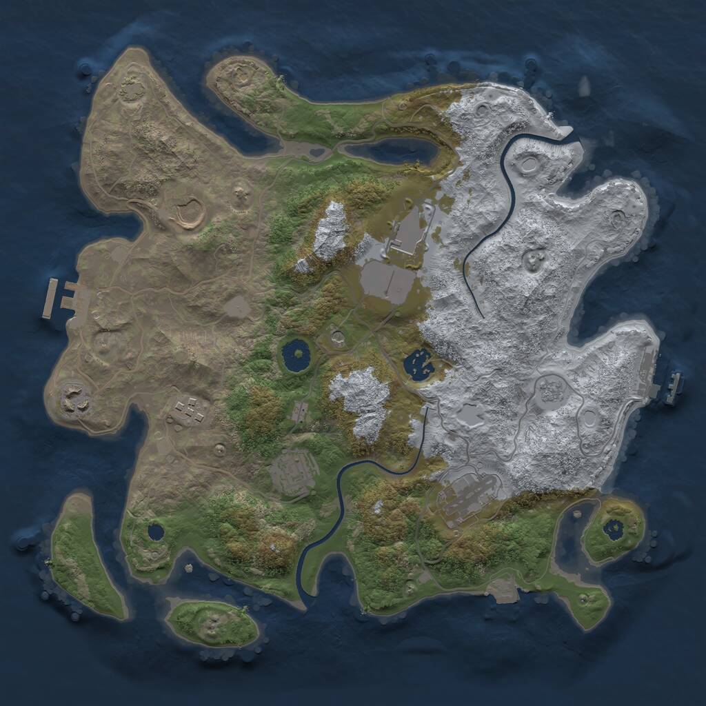 Rust Map: Procedural Map, Size: 3500, Seed: 646454545, 13 Monuments