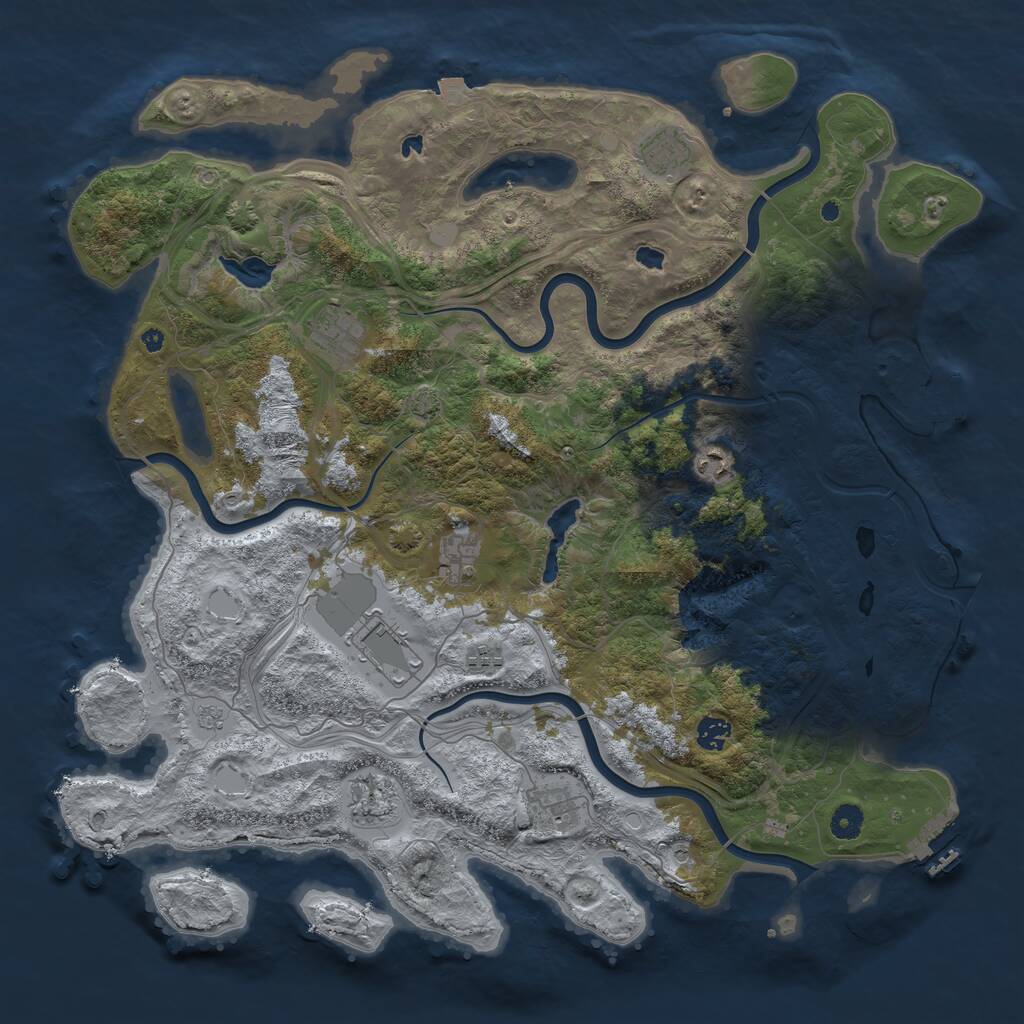 Rust Map: Procedural Map, Size: 4500, Seed: 658421533, 15 Monuments