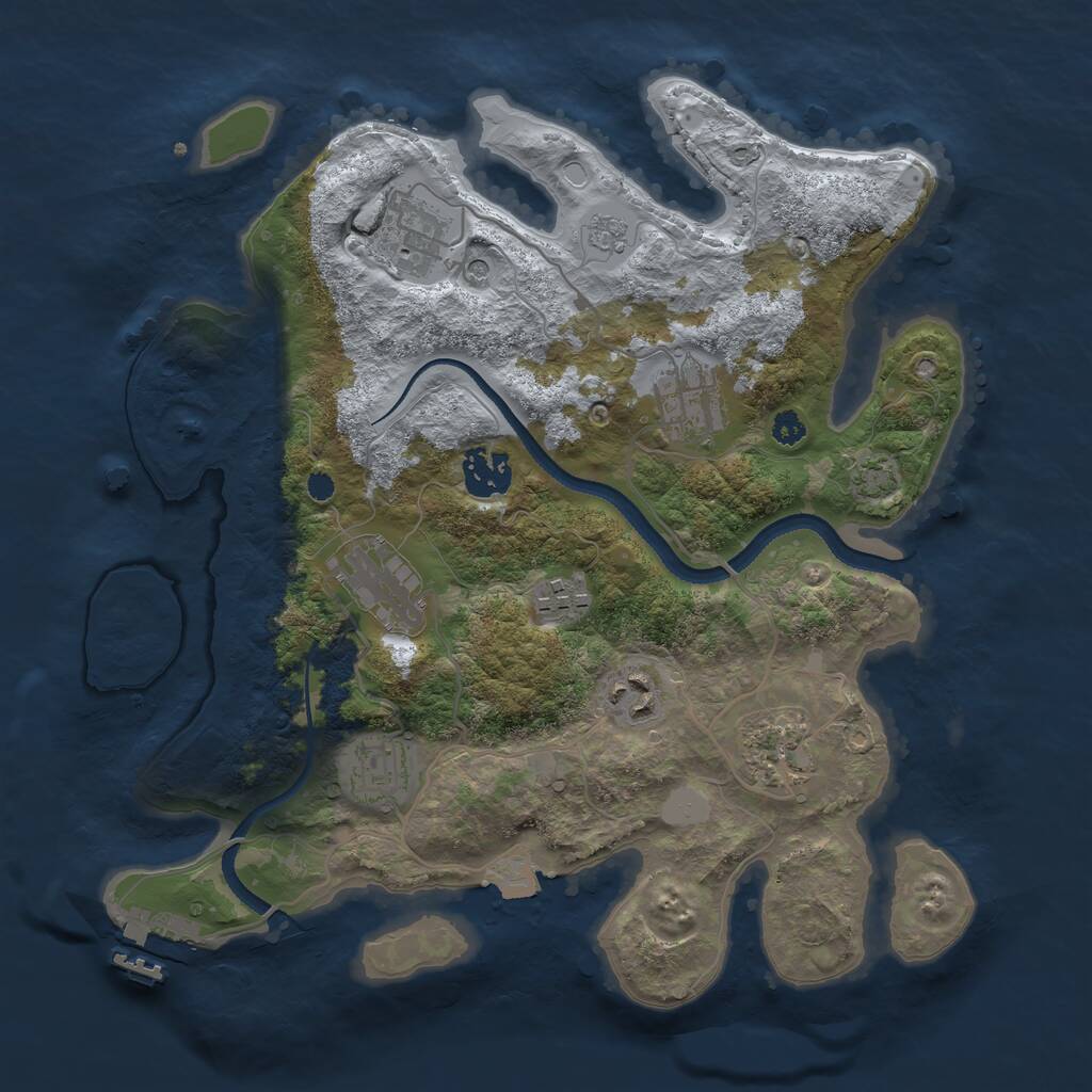 Rust Map: Procedural Map, Size: 3250, Seed: 1745786446, 13 Monuments
