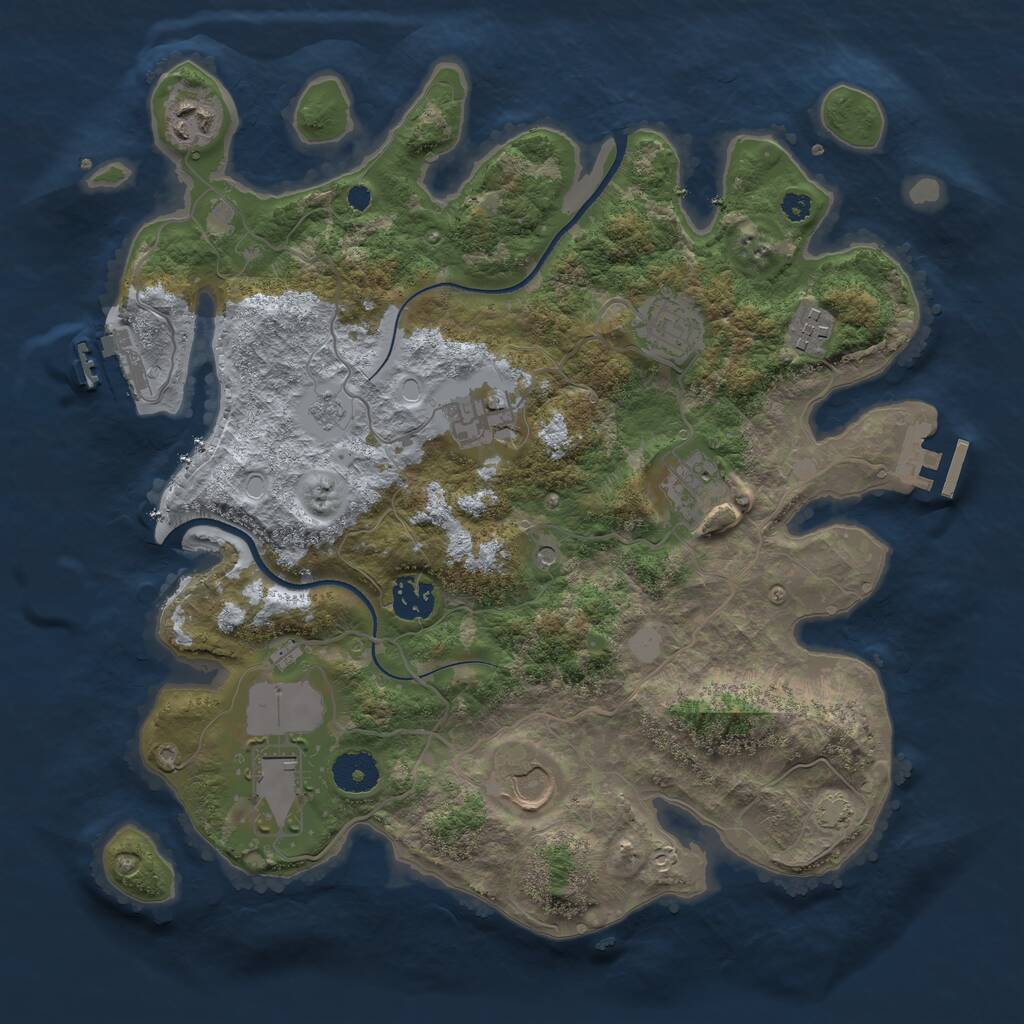 Rust Map: Procedural Map, Size: 3500, Seed: 515042477, 14 Monuments