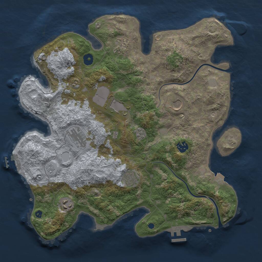 Rust Map: Procedural Map, Size: 3600, Seed: 43971192, 14 Monuments