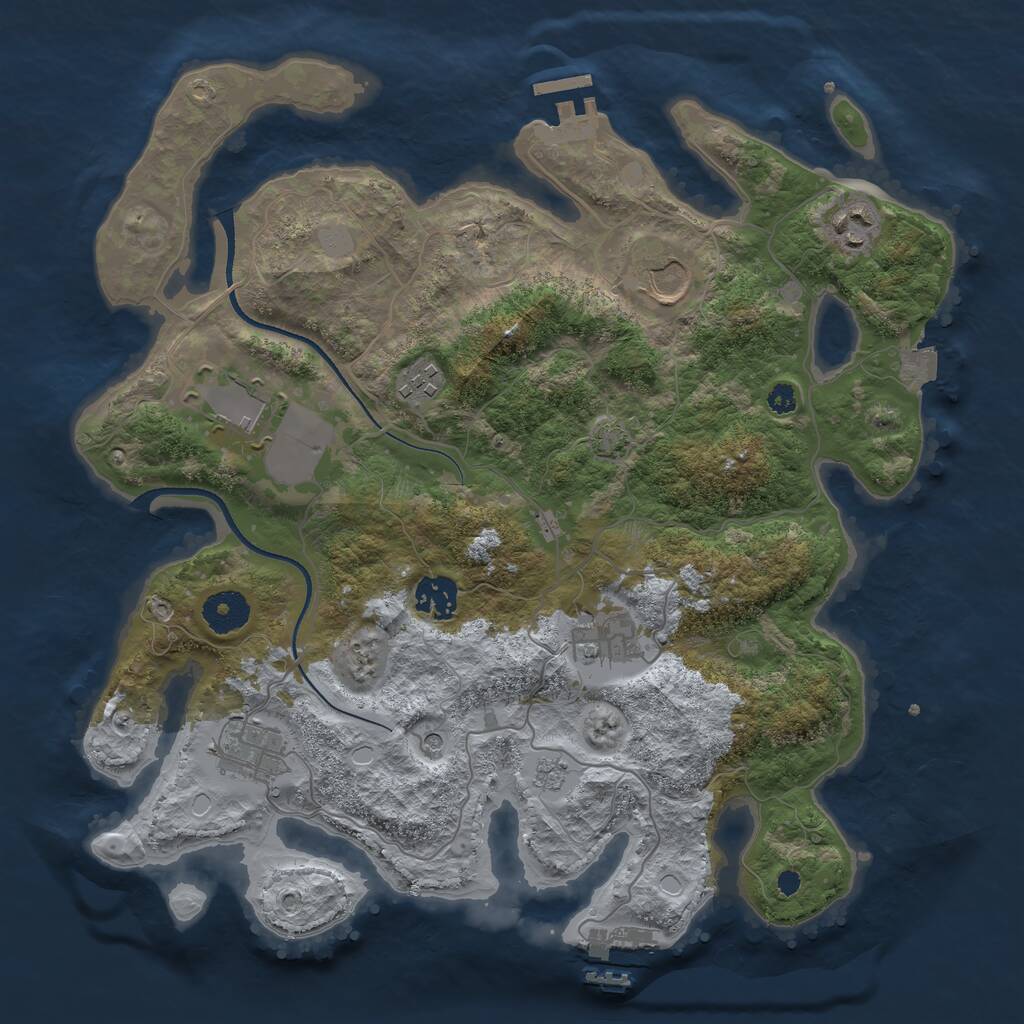 Rust Map: Procedural Map, Size: 3500, Seed: 627541760, 13 Monuments