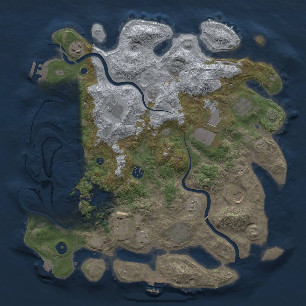 Rust Map: Procedural Map, Size: 3950, Seed: 68981797, 15 Monuments