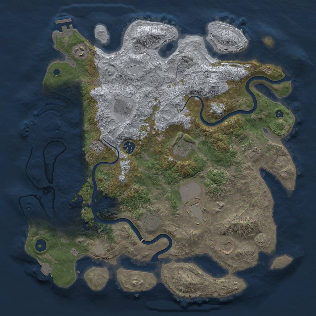 Rust Map: Procedural Map, Size: 3950, Seed: 68981797, 15 Monuments