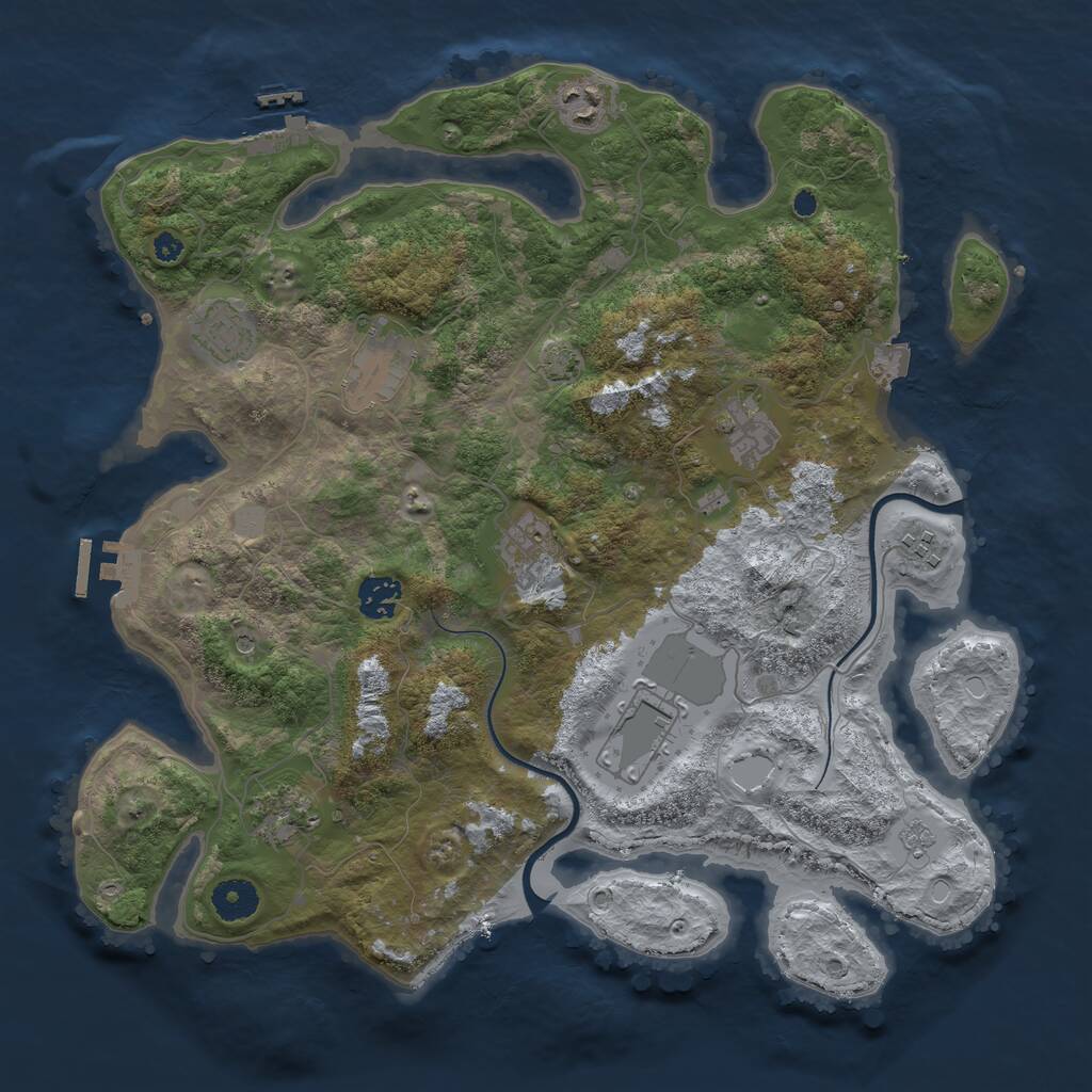 Rust Map: Procedural Map, Size: 3750, Seed: 199143655, 15 Monuments