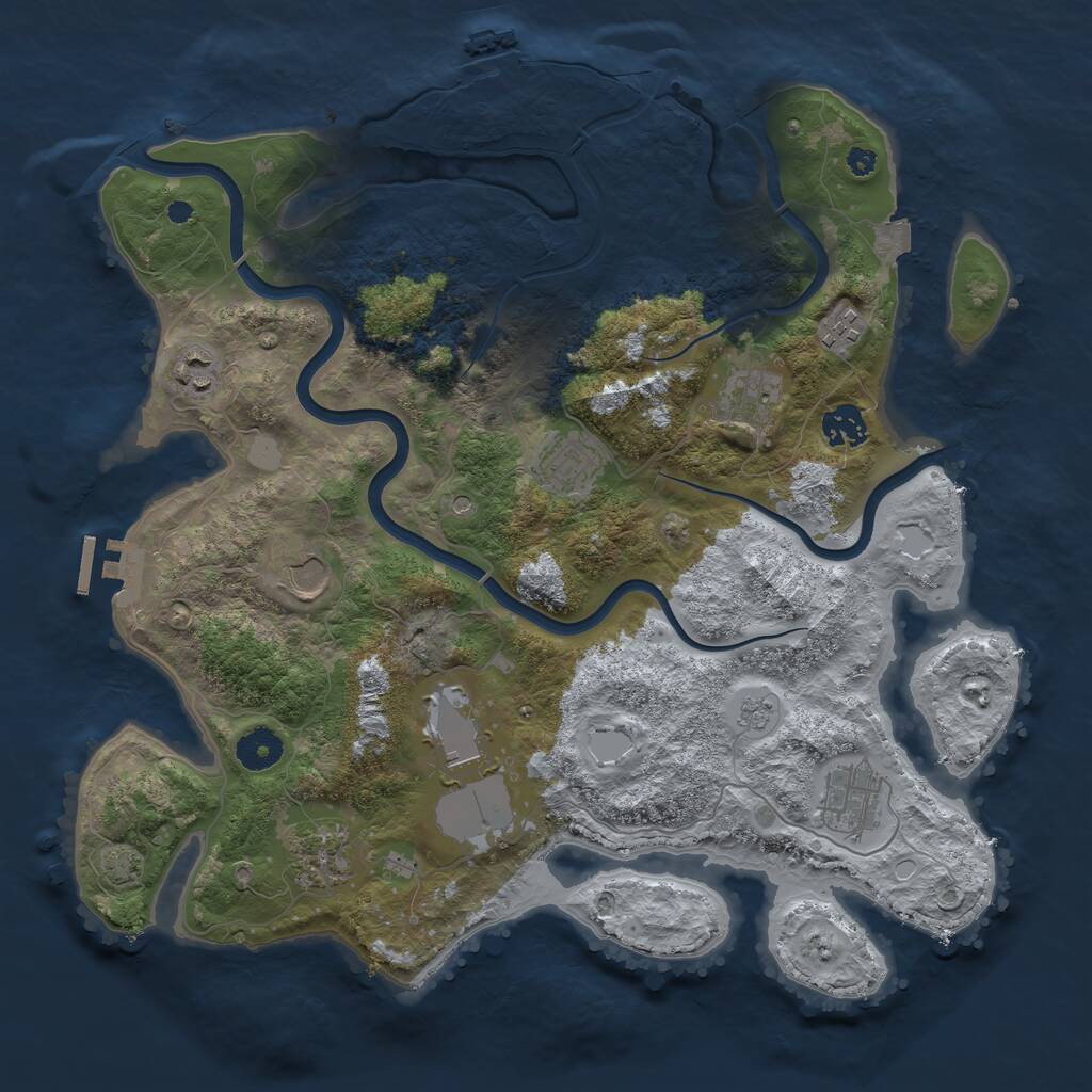 Rust Map: Procedural Map, Size: 3750, Seed: 199143655, 15 Monuments