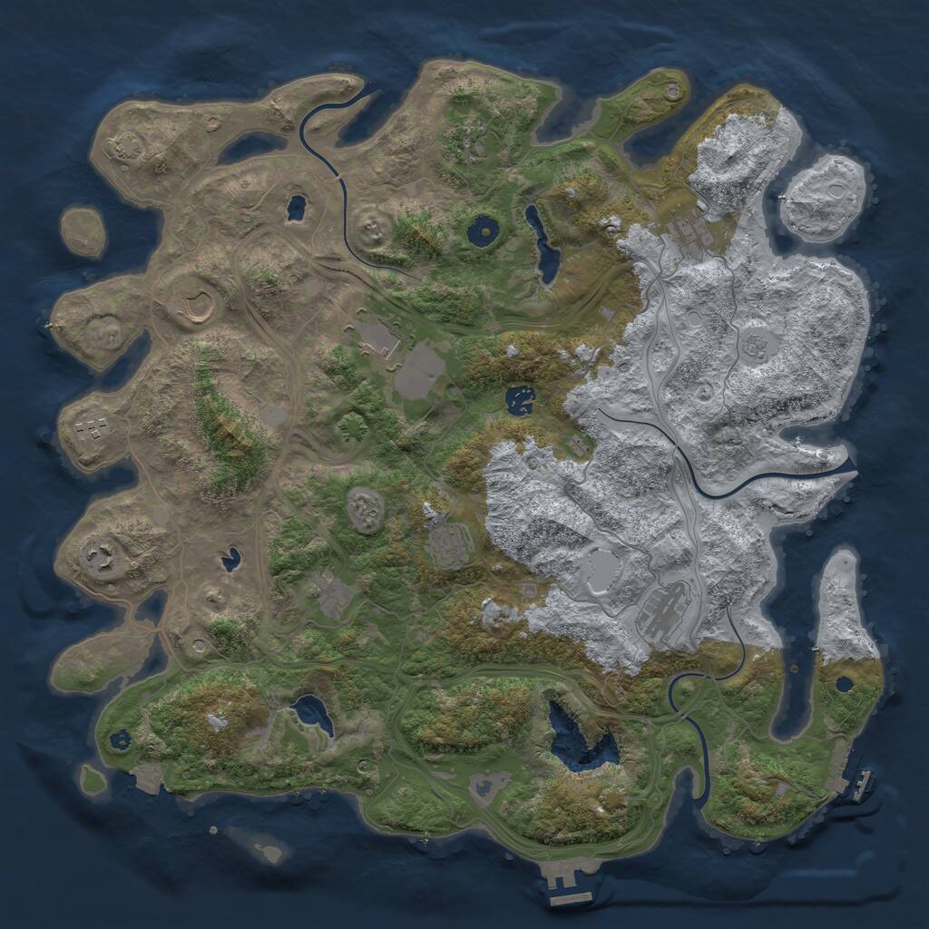 Rust Map: Procedural Map, Size: 4500, Seed: 34227973, 16 Monuments