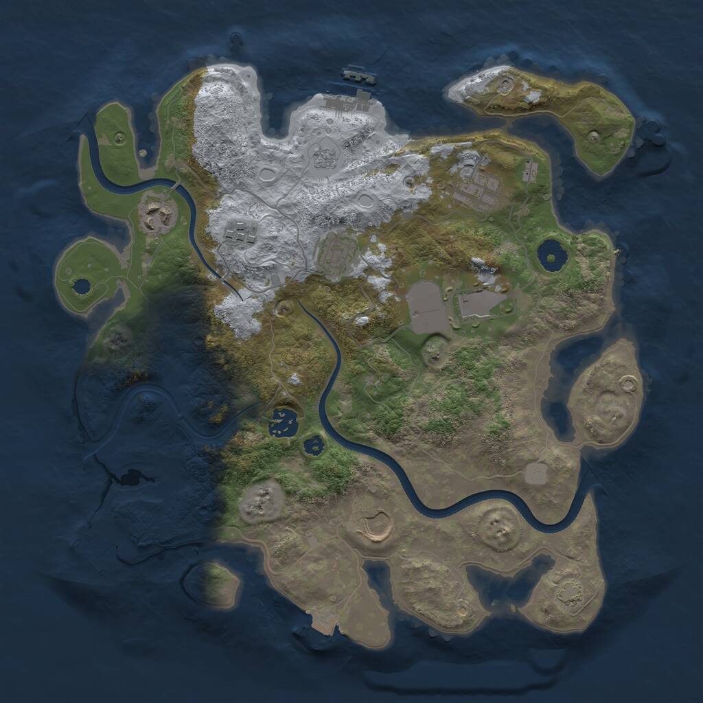 Rust Map: Procedural Map, Size: 3500, Seed: 282851656, 12 Monuments