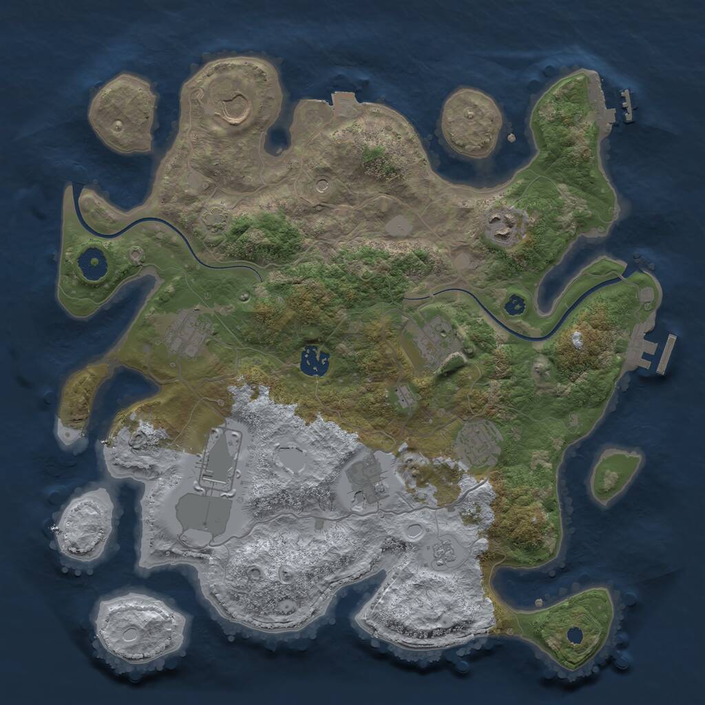 Rust Map: Procedural Map, Size: 3500, Seed: 755464575, 14 Monuments