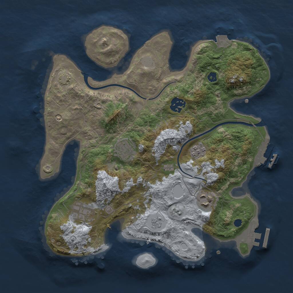 Rust Map: Procedural Map, Size: 3000, Seed: 3085196, 10 Monuments