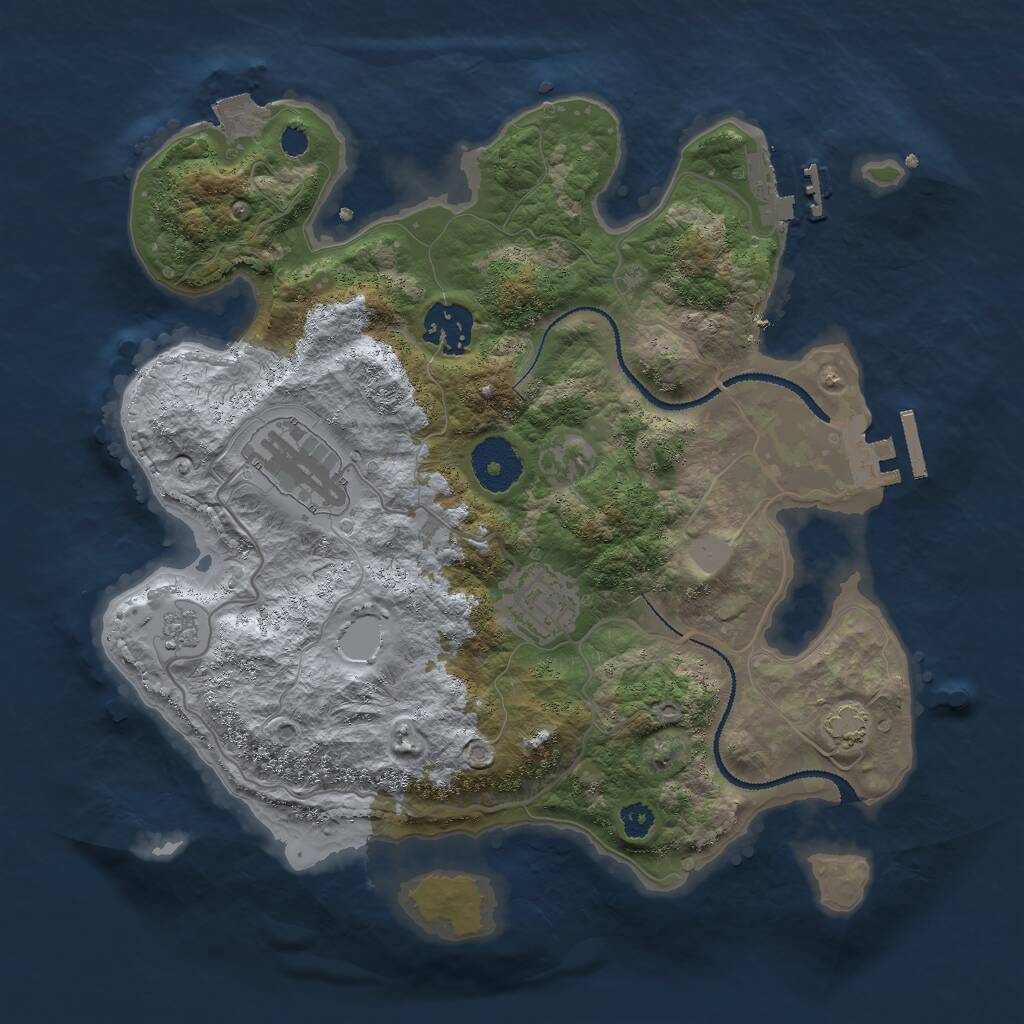 Rust Map: Procedural Map, Size: 3000, Seed: 2065473, 8 Monuments