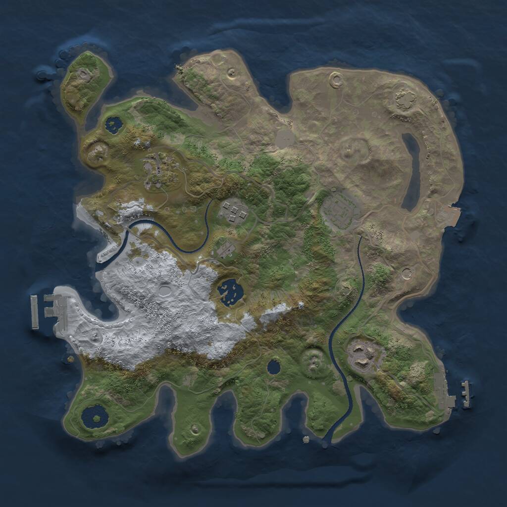 Rust Map: Procedural Map, Size: 3000, Seed: 68697, 10 Monuments