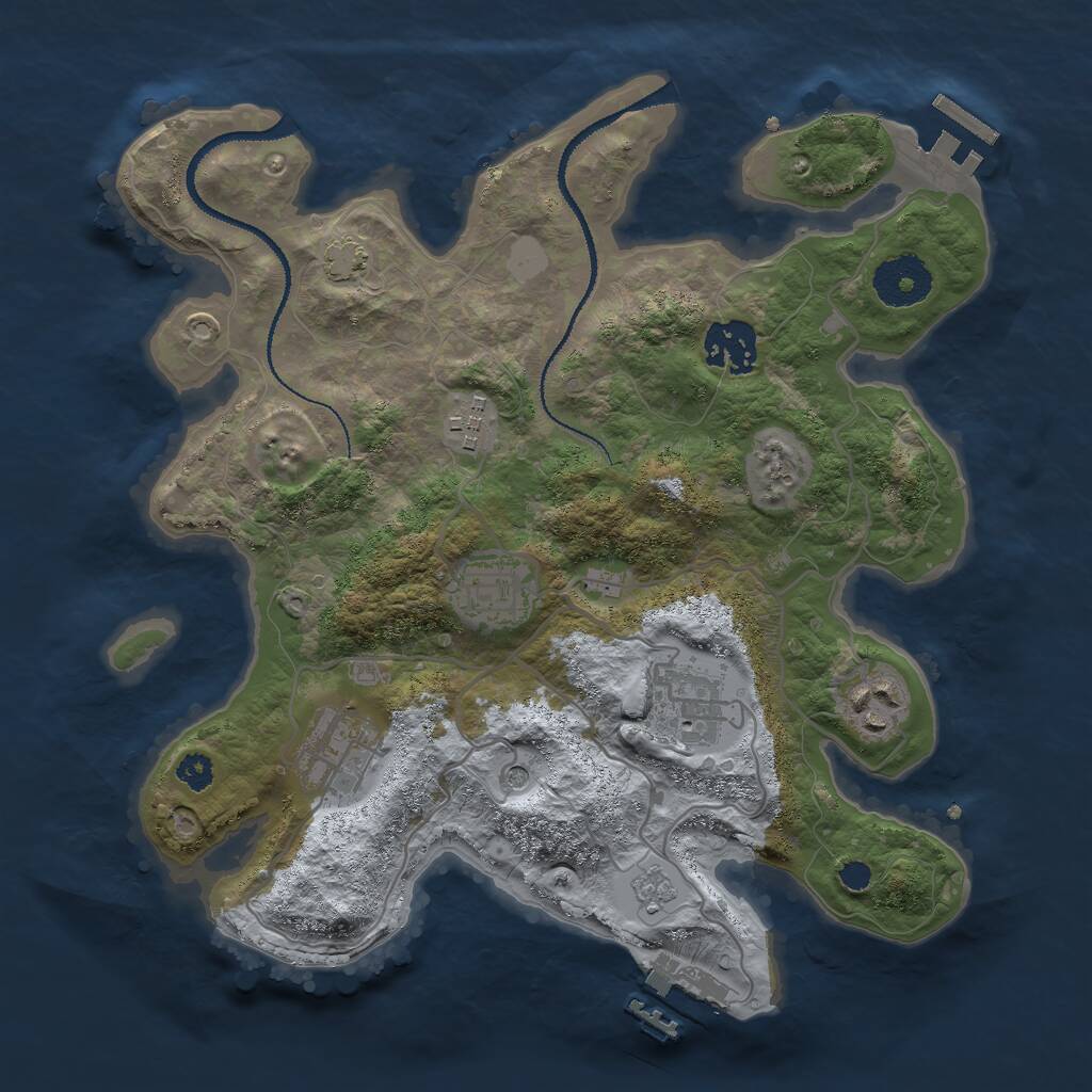 Rust Map: Procedural Map, Size: 3000, Seed: 185021819, 12 Monuments