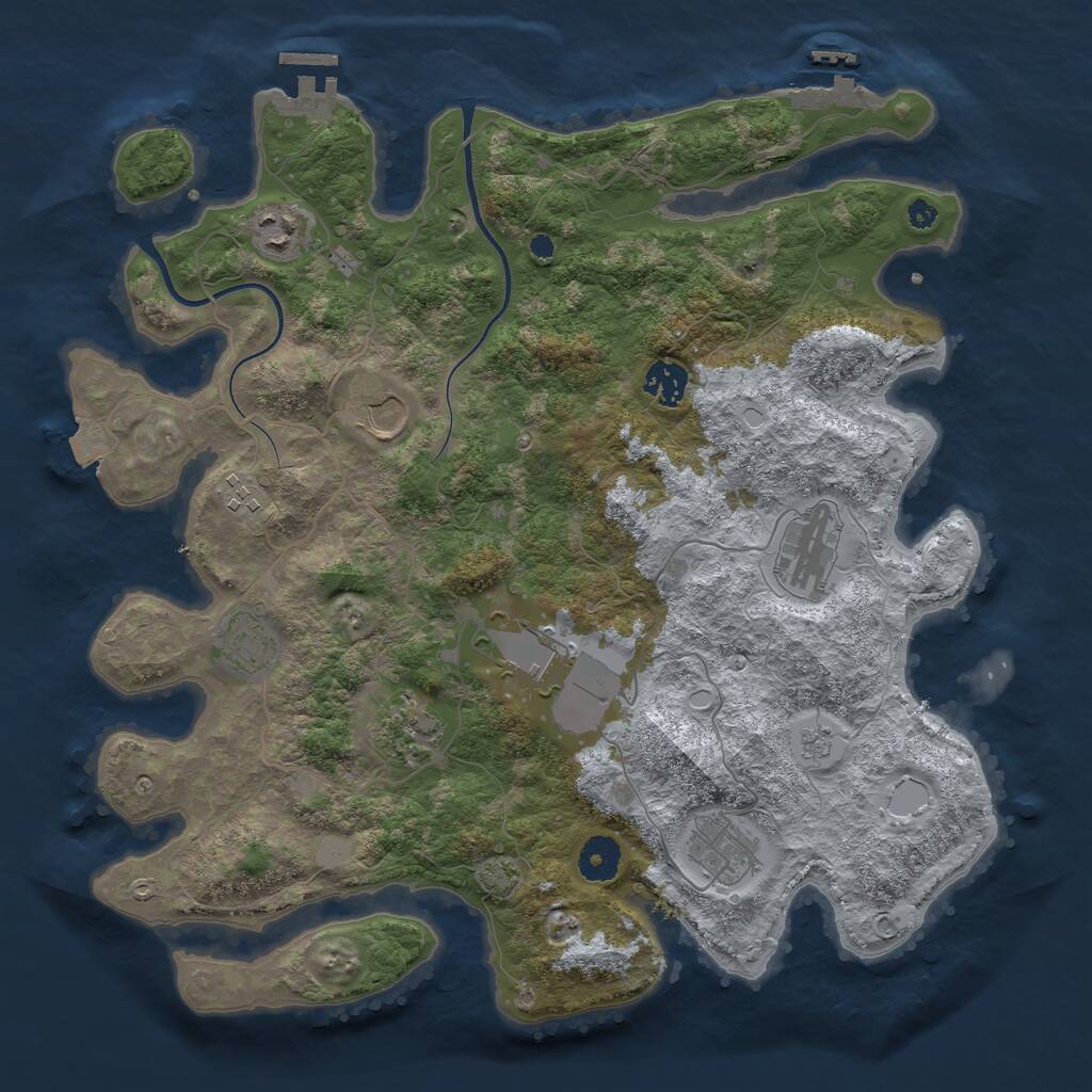 Rust Map: Procedural Map, Size: 3750, Seed: 296911589, 14 Monuments