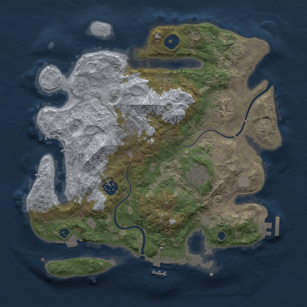 Rust Map: Procedural Map, Size: 3200, Seed: 788603110, 11 Monuments