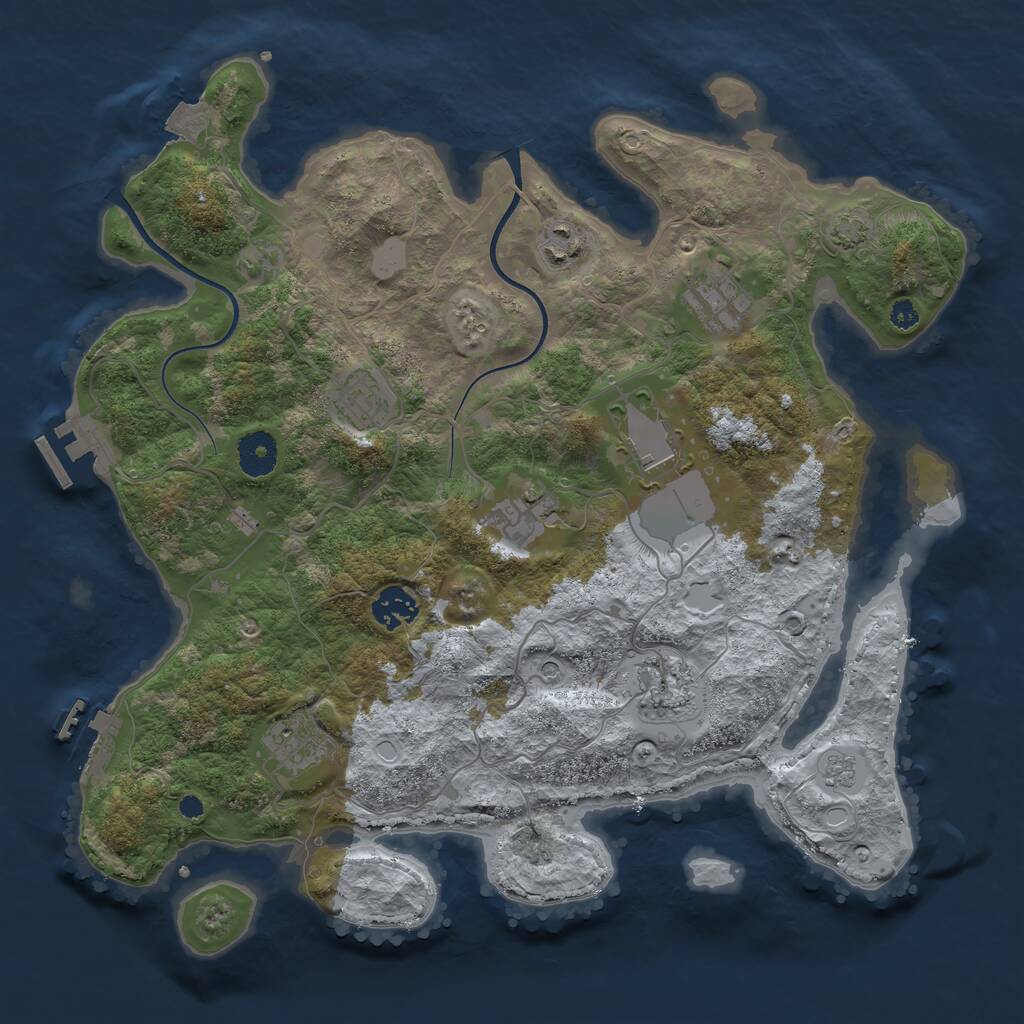 Rust Map: Procedural Map, Size: 3601, Seed: 481981, 14 Monuments