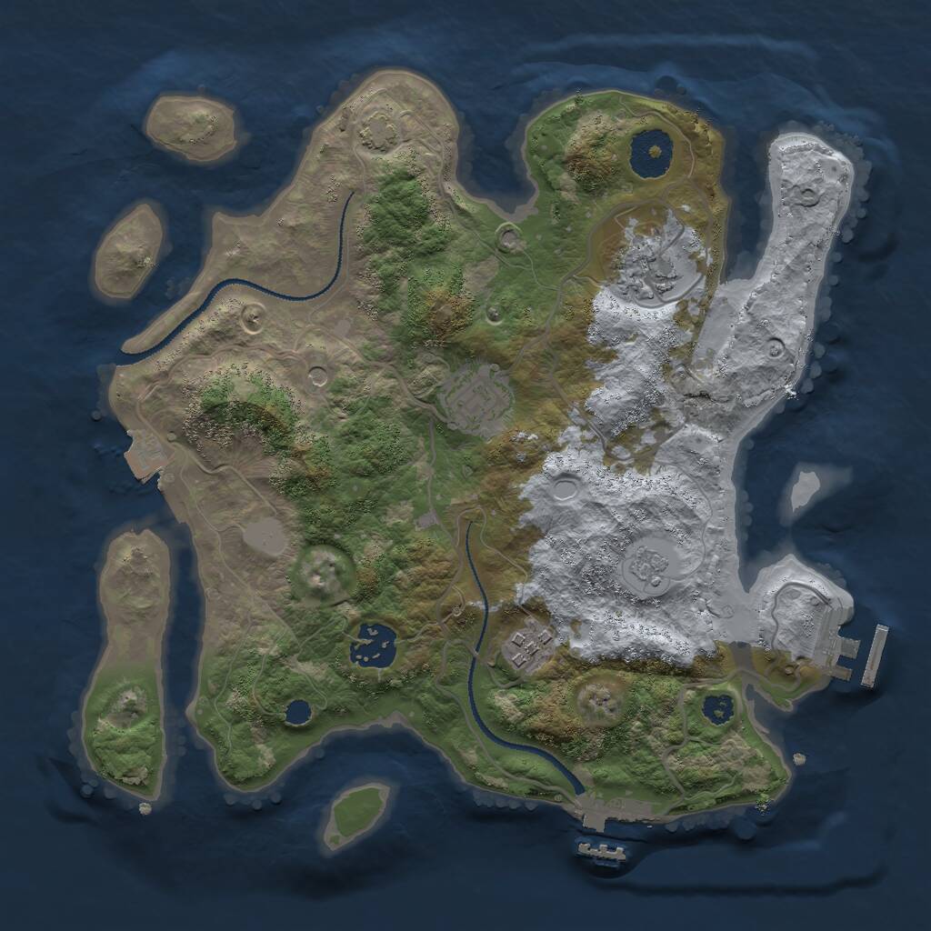 Rust Map: Procedural Map, Size: 3000, Seed: 1173340483, 10 Monuments