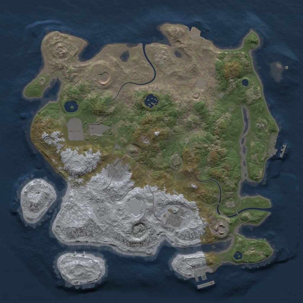 Rust Map: Procedural Map, Size: 3500, Seed: 603222654, 13 Monuments