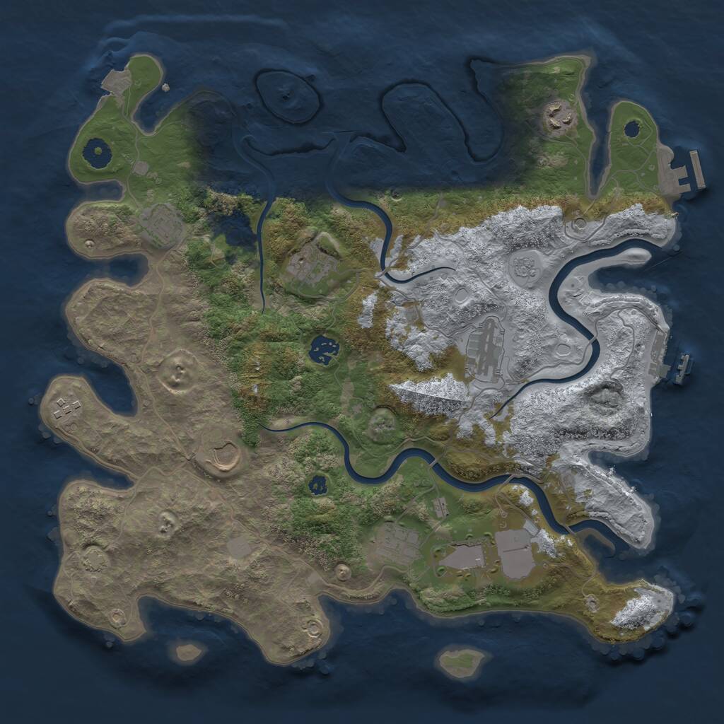 Rust Map: Procedural Map, Size: 3800, Seed: 2951360, 15 Monuments
