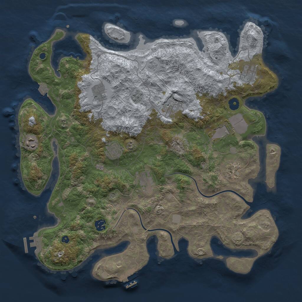 Rust Map: Procedural Map, Size: 3950, Seed: 1246035877, 16 Monuments