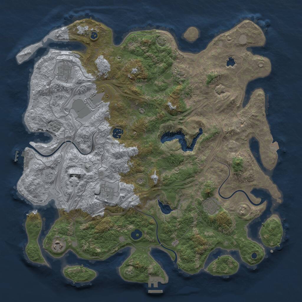 Rust Map: Procedural Map, Size: 4250, Seed: 371364003, 14 Monuments
