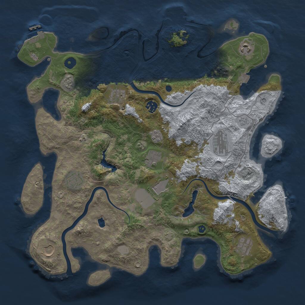 Rust Map: Procedural Map, Size: 4000, Seed: 288402519, 16 Monuments