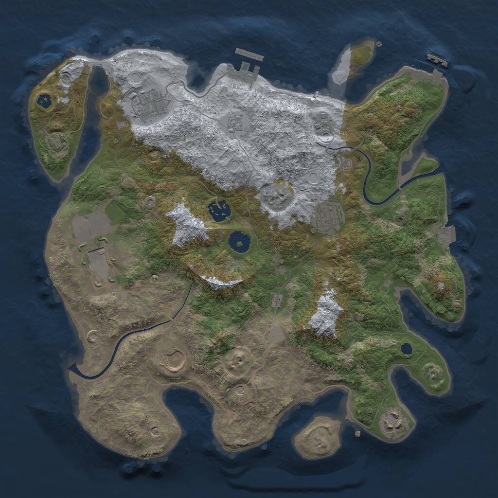 Rust Map: Procedural Map, Size: 3500, Seed: 1118225250, 13 Monuments