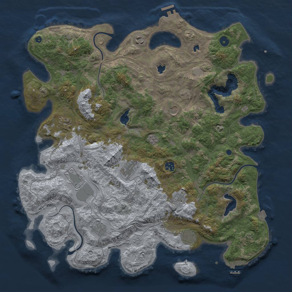 Rust Map: Procedural Map, Size: 4500, Seed: 640764408, 16 Monuments