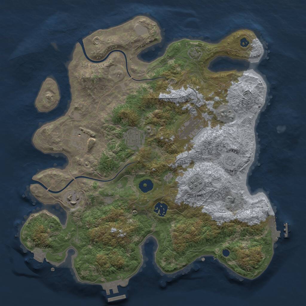 Rust Map: Procedural Map, Size: 3400, Seed: 1423371154, 11 Monuments