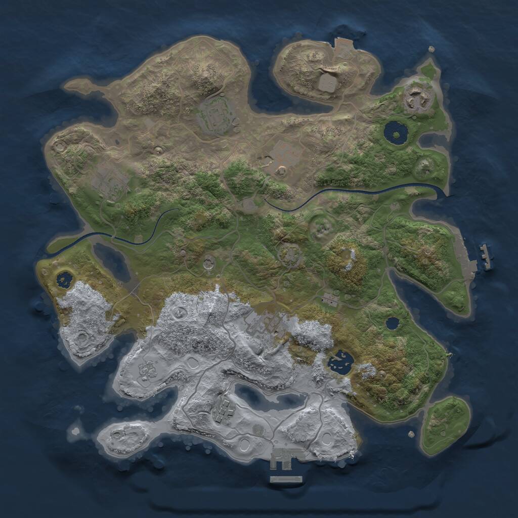 Rust Map: Procedural Map, Size: 3250, Seed: 135168895, 13 Monuments
