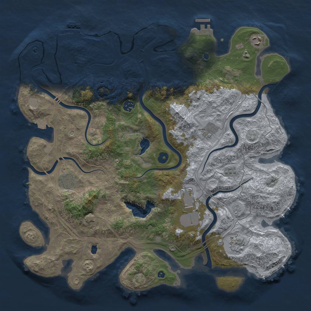 Rust Map: Procedural Map, Size: 4250, Seed: 681249878, 13 Monuments