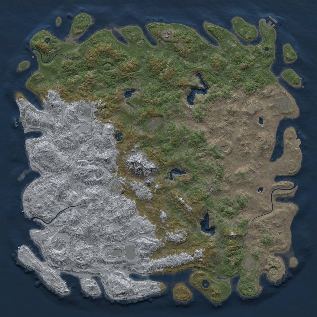 Rust Map: Procedural Map, Size: 6000, Seed: 64398, 17 Monuments
