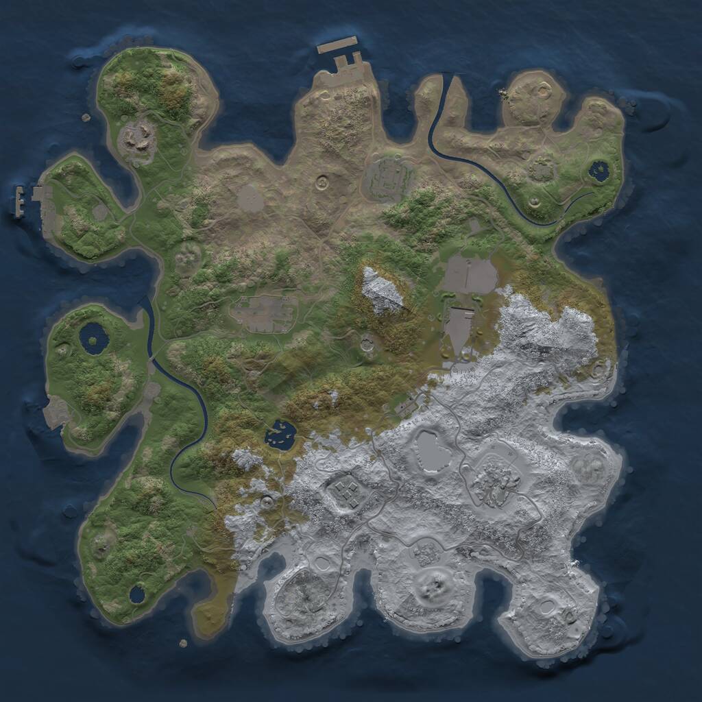 Rust Map: Procedural Map, Size: 3500, Seed: 487528, 13 Monuments