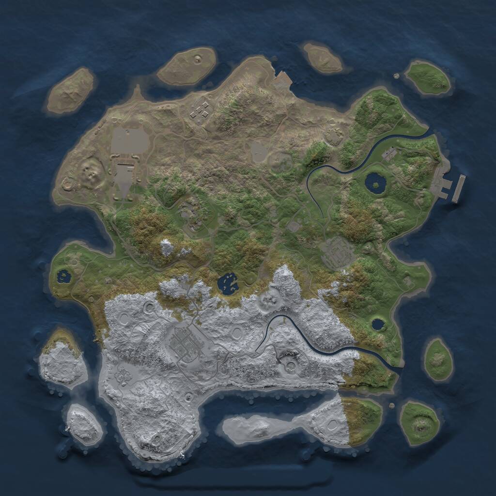 Rust Map: Procedural Map, Size: 3500, Seed: 701533876, 11 Monuments