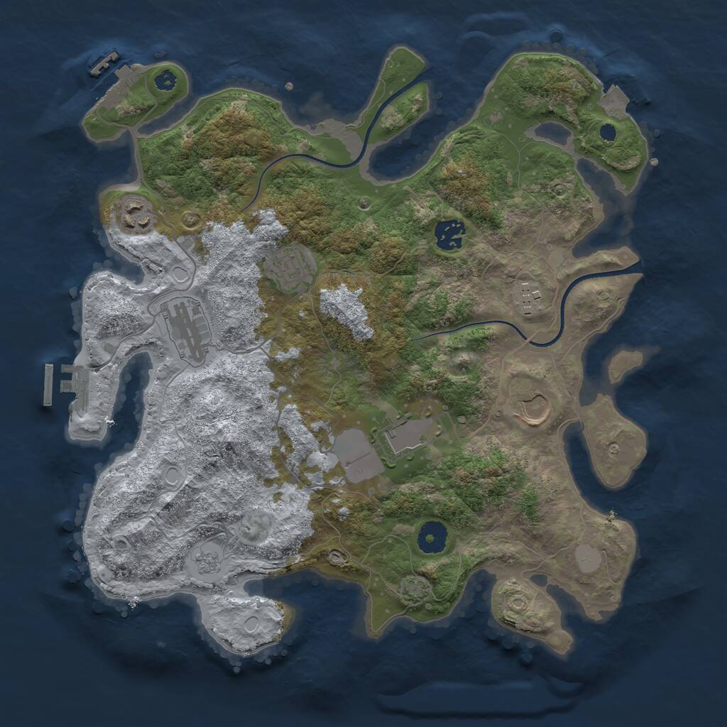 Rust Map: Procedural Map, Size: 3500, Seed: 456276, 12 Monuments